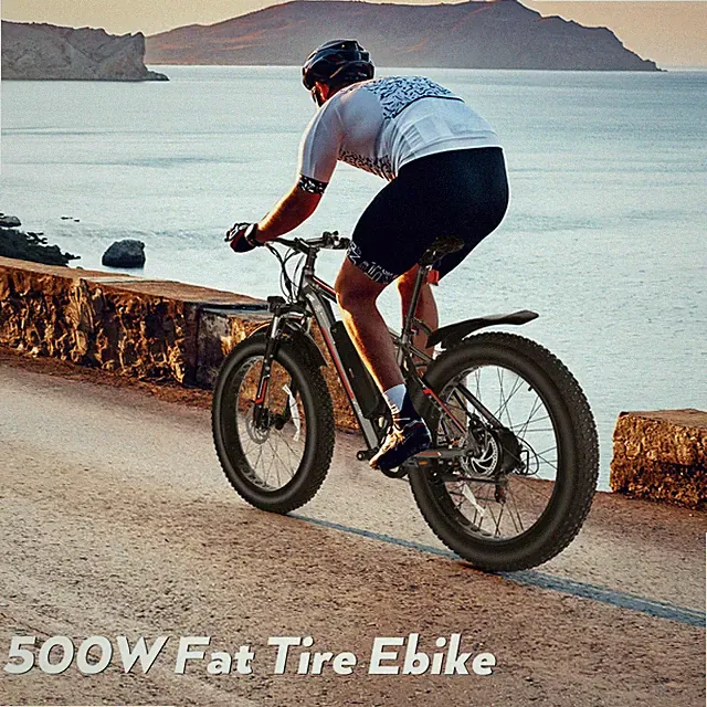 26" Fat Tire 500W Electric Mountain Bike for Adults 25MPH 50Miles Cruiser E-bike