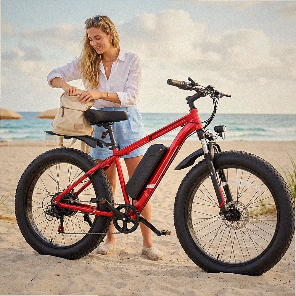 26" Fat Tire Electric Bike 500W 48V 13Ah 7-Speed E-Mountain Bicycle For Adult US