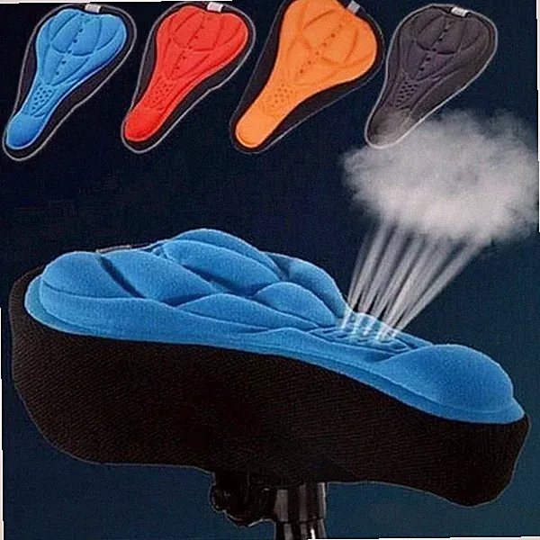 Comfort Bike Seat Cover for Bicycles Exercise Gym Reflector Strip - Blue
