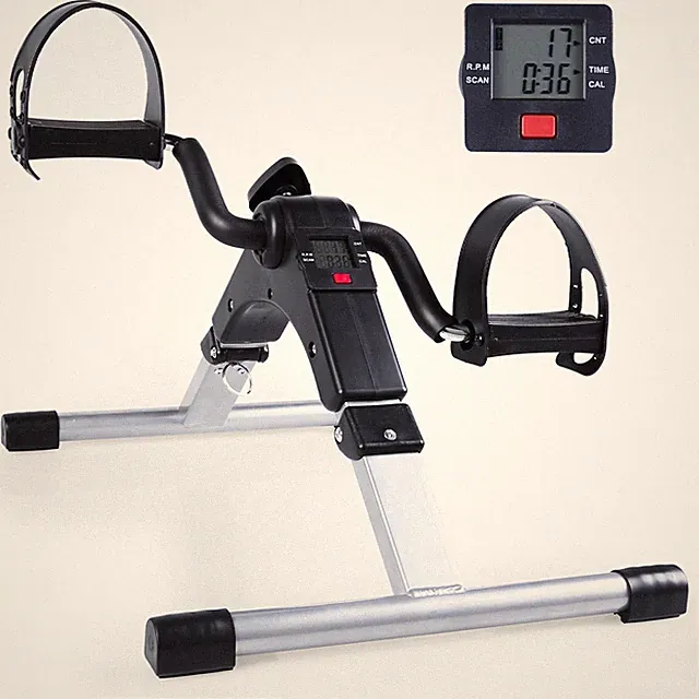 Folding Mini Exercise Bike Under Desk Pedal Exerciser W/ LCD Display for Arm/Leg