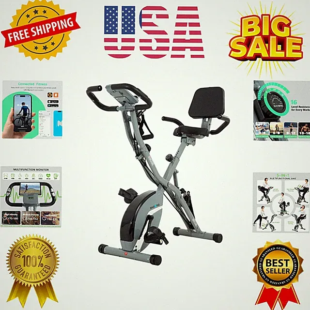 Stationary Exercise Bike for Home Workout, 5 IN 1 Foldable Indoor Cycling Bik...