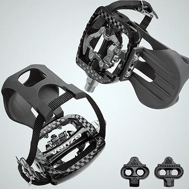 VENZO Exercise Bike Pedals Toe Cage & Cleats FOR Shimano SPD - FOR PARTS
