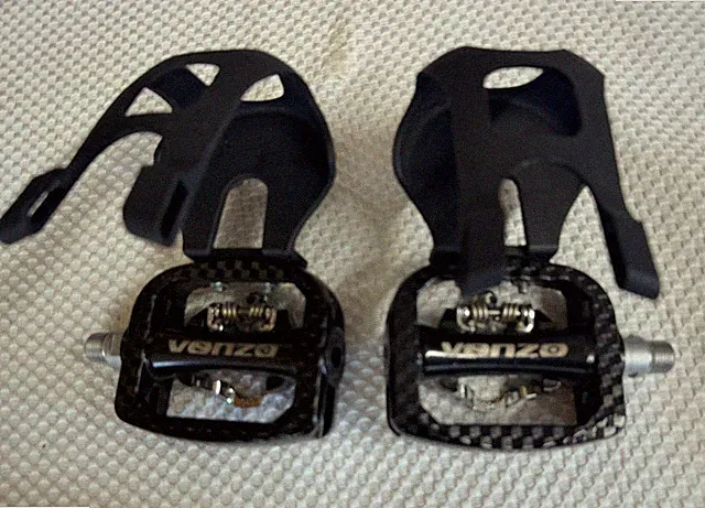 VENZO Fitness Exercise Bike Pedals Toe Cage & Cleats for Shimano SPD